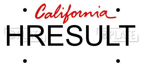HRESULT California License Plate