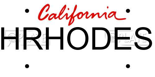 HRHODES California License Plate