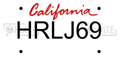 HRLJ69 California License Plate