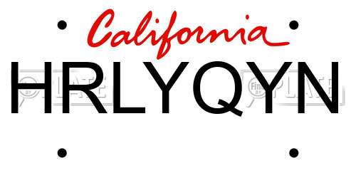 HRLYQYN California License Plate