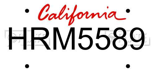 HRM5589 California License Plate