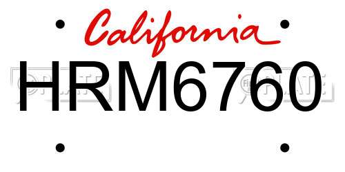 HRM6760 California License Plate
