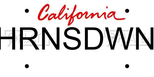 HRNSDWN California License Plate