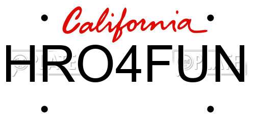 HRO4FUN California License Plate