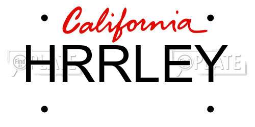 HRRLEY California License Plate