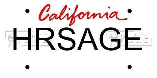 HRSAGE California License Plate