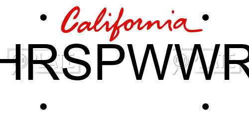HRSPWWR California License Plate