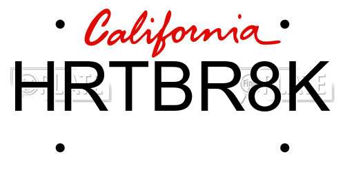 HRTBR8K California License Plate