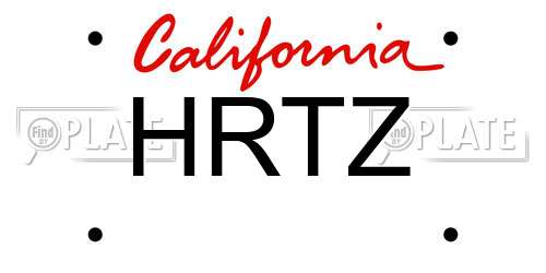HRTZ California License Plate