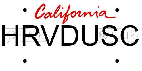 HRVDUSC California License Plate