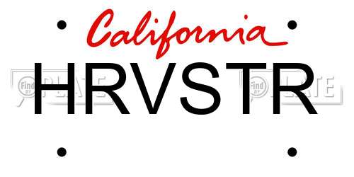 HRVSTR California License Plate
