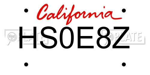 HS0E8Z California License Plate