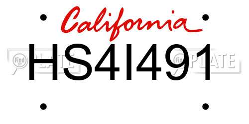 HS4I491 California License Plate