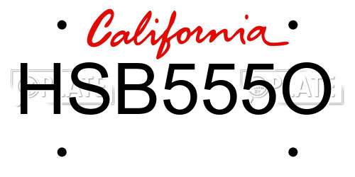 HSB555O California License Plate