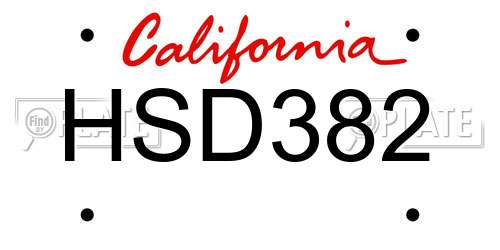 HSD382 California License Plate