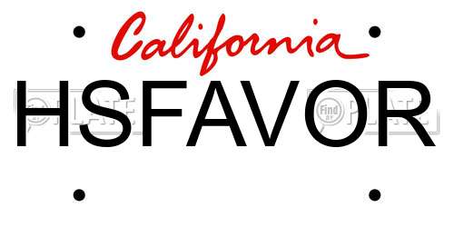 HSFAVOR California License Plate