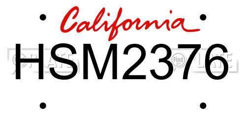 HSM2376 California License Plate