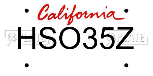 HSO35Z California License Plate