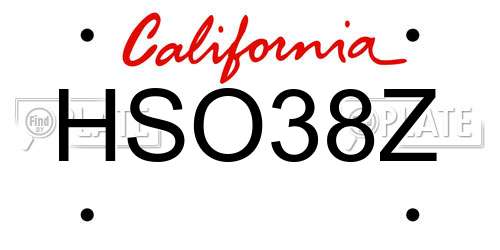HSO38Z California License Plate