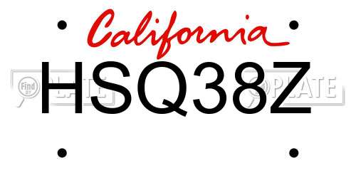 HSQ38Z California License Plate