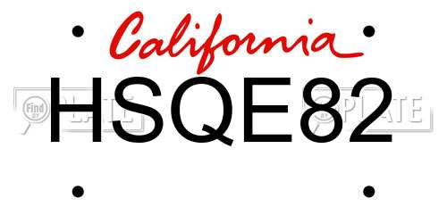 HSQE82 California License Plate