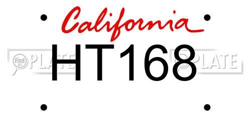 HT168 California License Plate