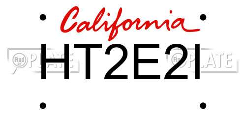 HT2E2I California License Plate