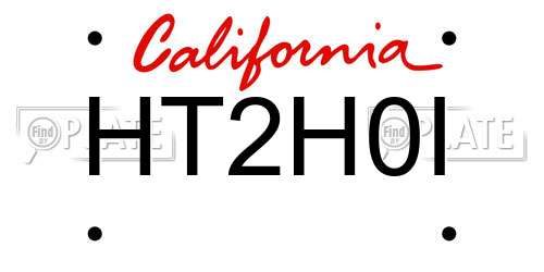 HT2H0I California License Plate
