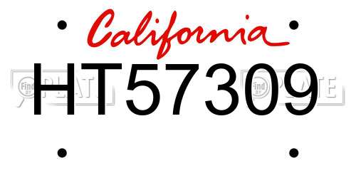 HT57309 California License Plate