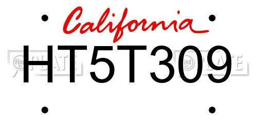 HT5T309 California License Plate