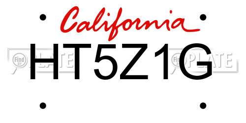 HT5Z1G California License Plate