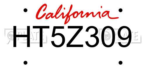 HT5Z309 California License Plate