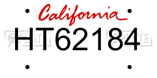 HT62184 California License Plate