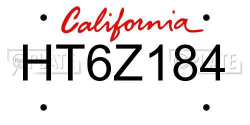 HT6Z184 California License Plate