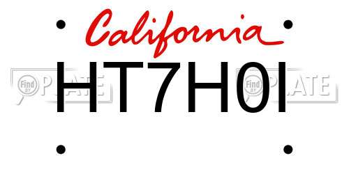 HT7H0I California License Plate