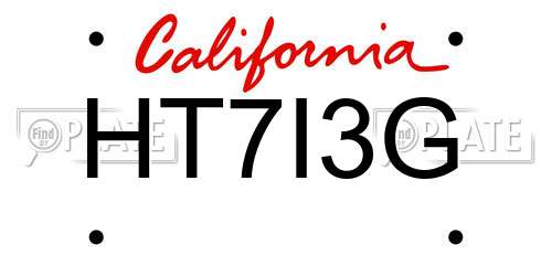 HT7I3G California License Plate