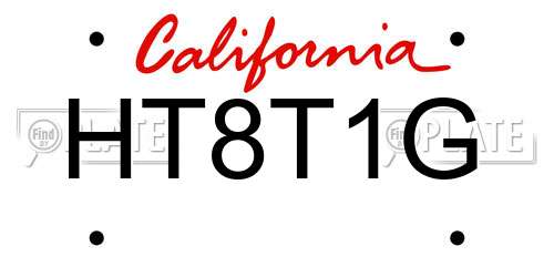 HT8T1G California License Plate