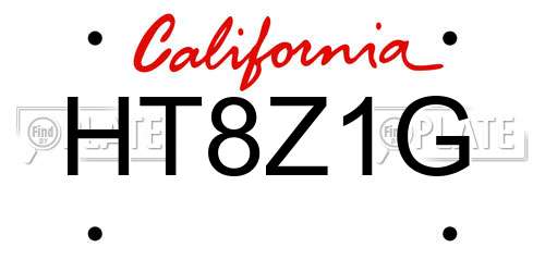 HT8Z1G California License Plate