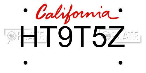 HT9T5Z California License Plate
