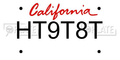 HT9T8T California License Plate