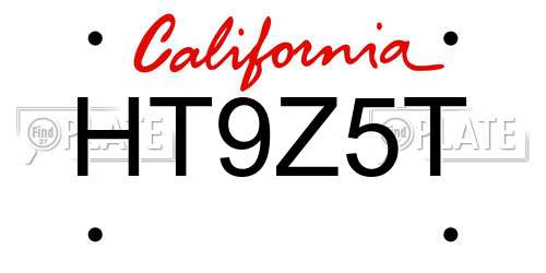 HT9Z5T California License Plate
