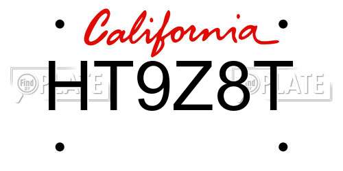 HT9Z8T California License Plate