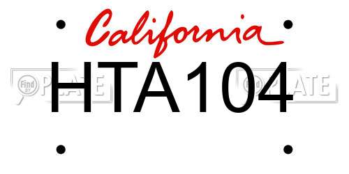 HTA104 California License Plate
