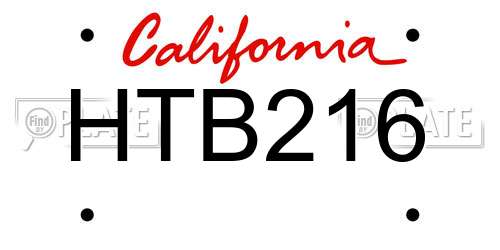 HTB216 California License Plate