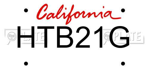 HTB21G California License Plate