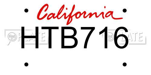 HTB716 California License Plate