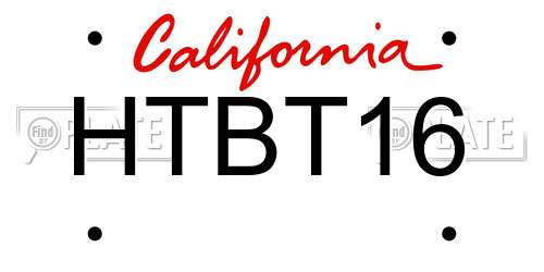 HTBT16 California License Plate