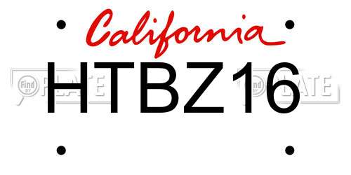 HTBZ16 California License Plate
