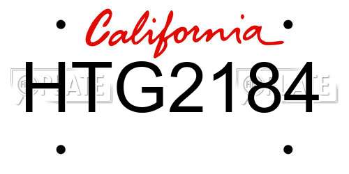 HTG2184 California License Plate