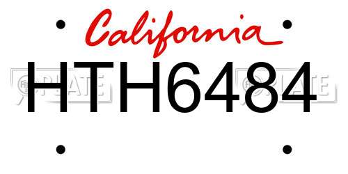 HTH6484 California License Plate
